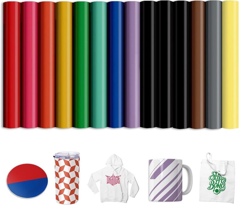 IKELI Sublimation Transfer Ink Sheets - Solid Color Insoluble Transfer Sheets for Tumbler T-Shirts Mugs,14pcs,12" x 10" Pre-Printed Sublimation Paper for Cricut Heat Press Mug - Image 1